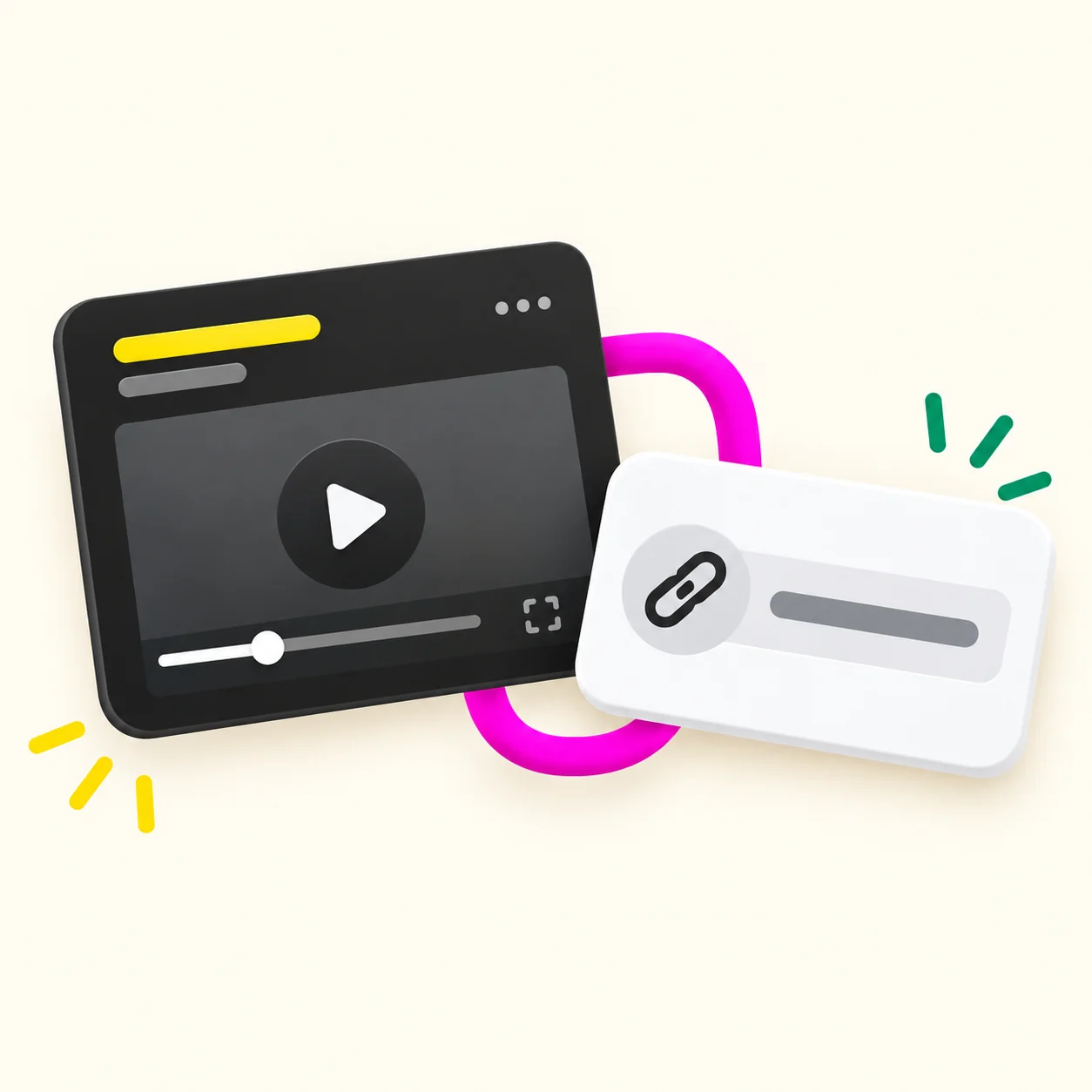 Accessible video media link connected to a player