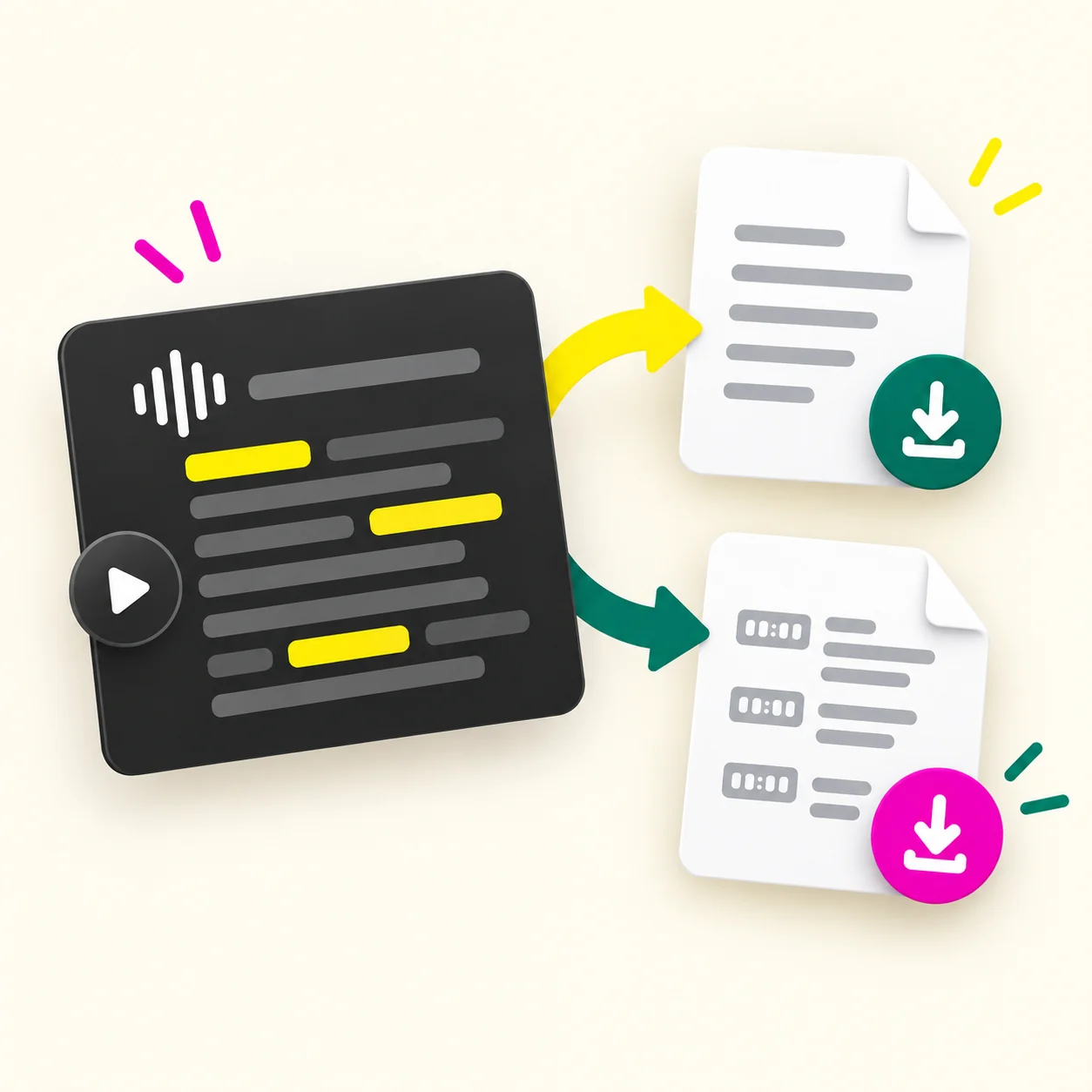 Transcript files ready to copy and download