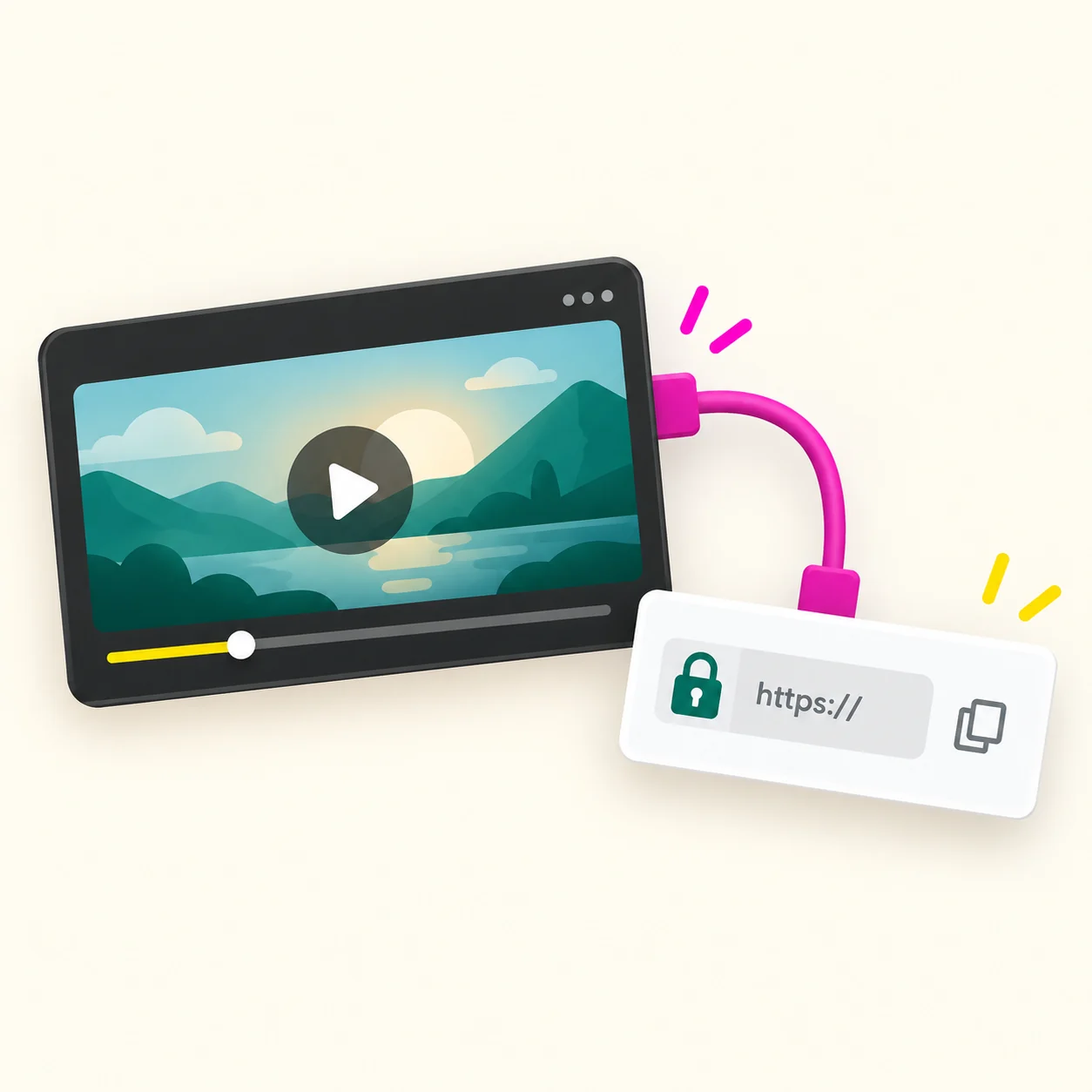 A reachable media link connected to a video tile
