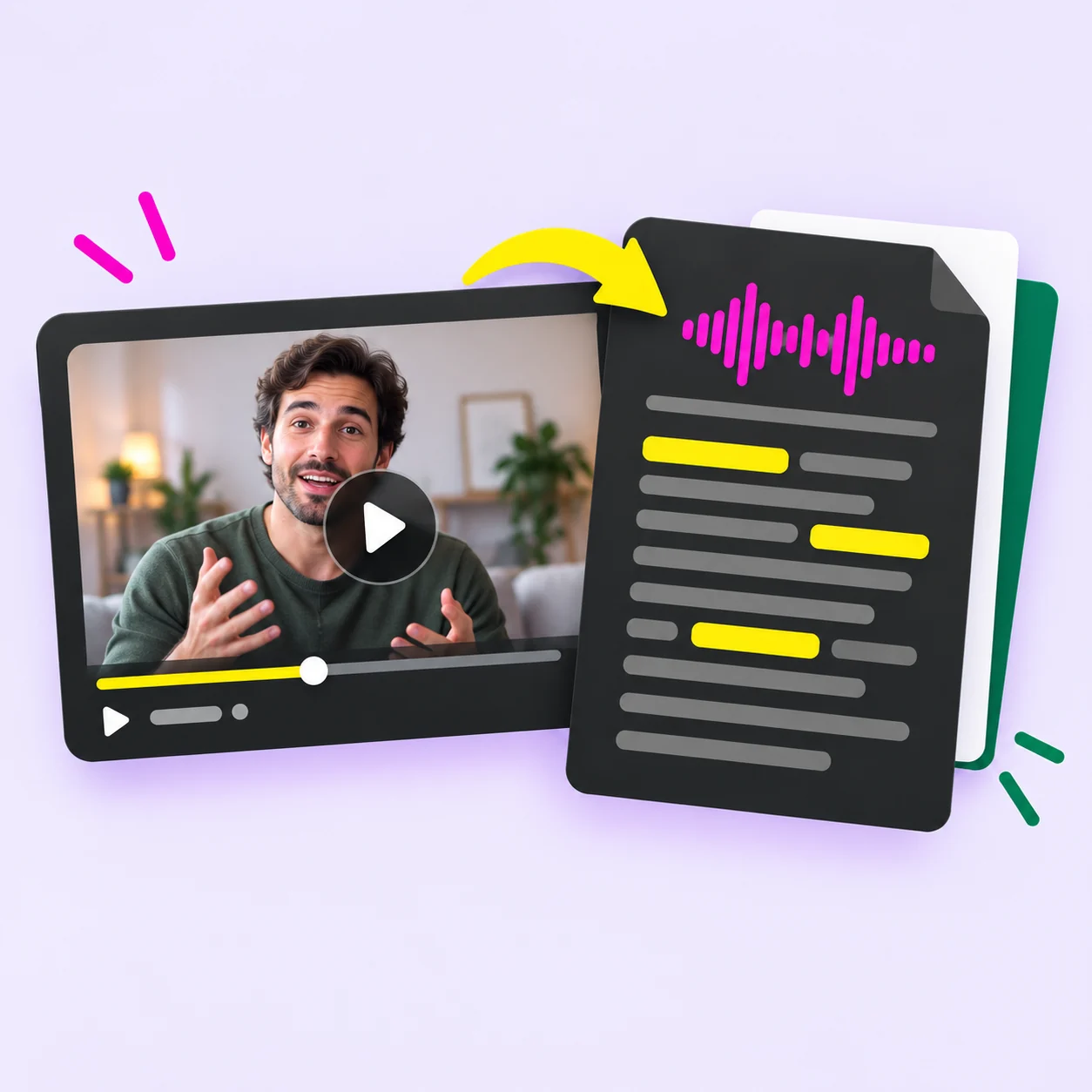A video and its spoken transcript displayed side by side